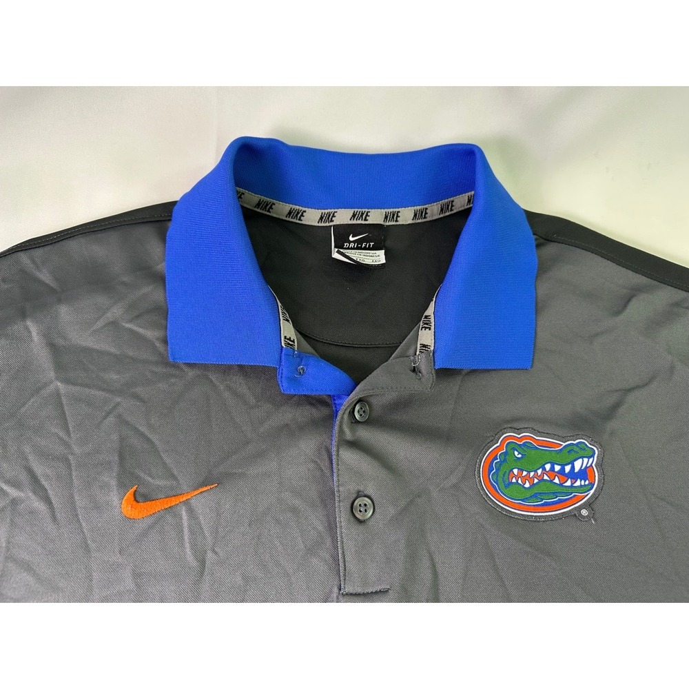 NIKE Dri-FIT Men's 2XL Florida Gators Gray Blue Polo Golf Shirt College NCAA